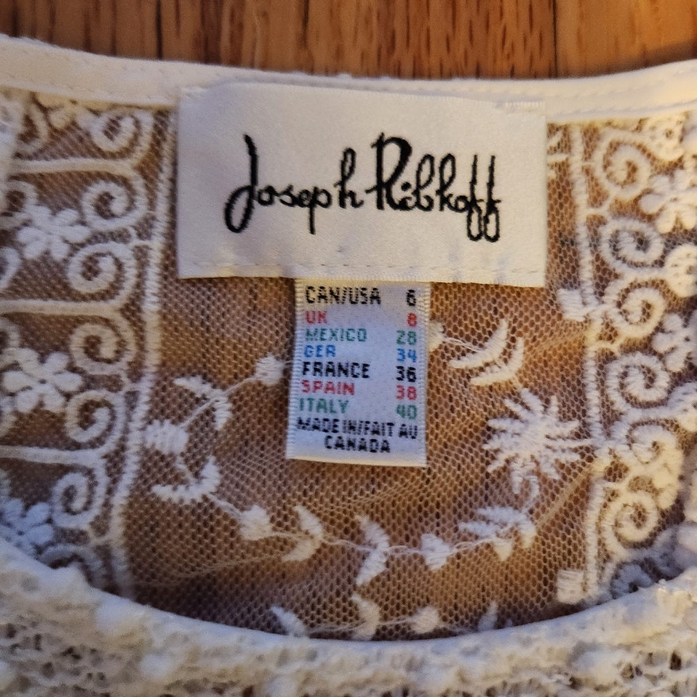 Joseph Ribkoff Slub Knit, Lace Insert Top Size 6 - Picture 5 of 8